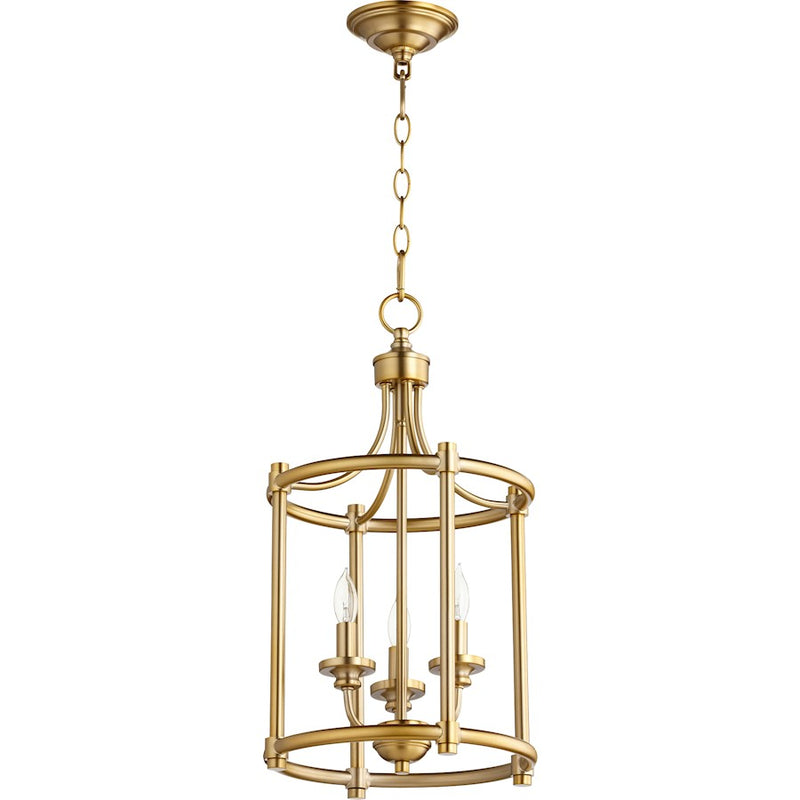 Quorum Rossington 3 Light 12' Entry, Aged Brass