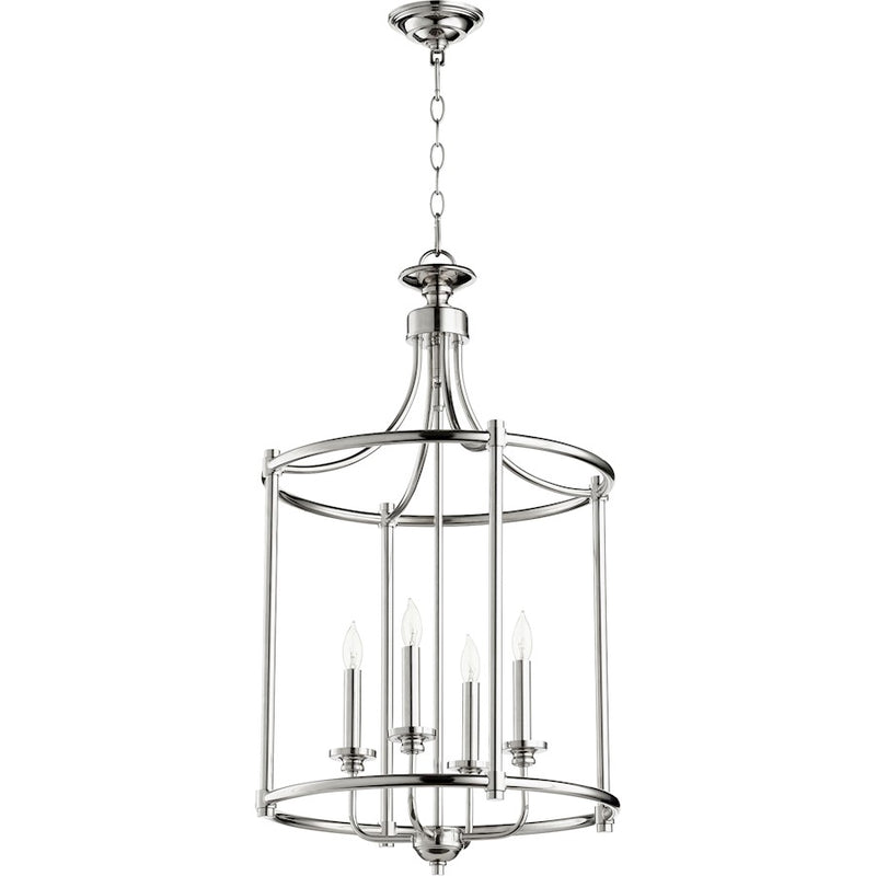 Quorum Rossington 4 Light 18' Entry, Polished Nickel