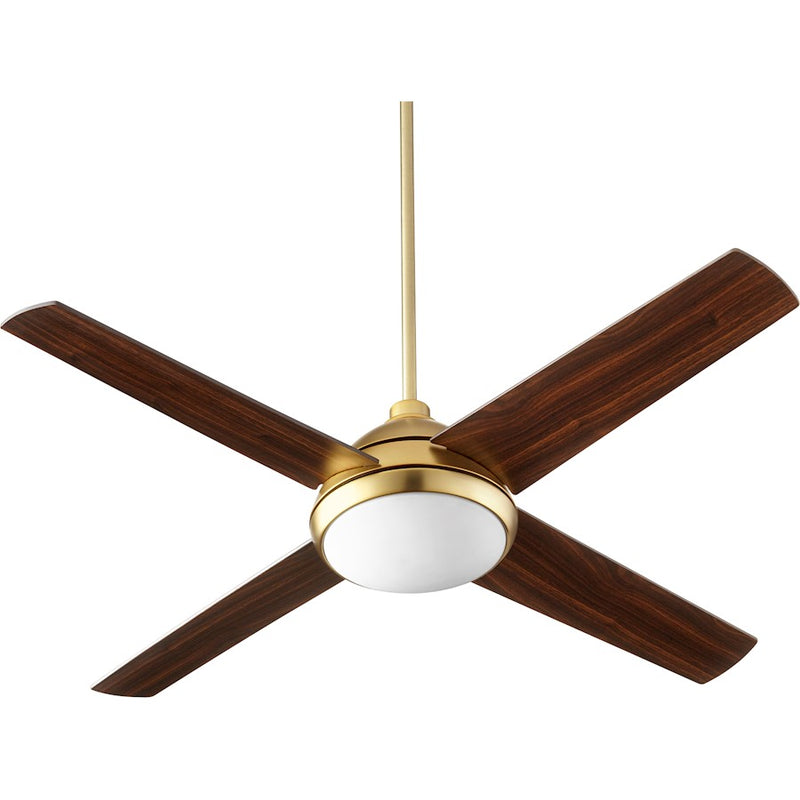 Quorum Quest 1 Ceiling Fan, Aged Brass
