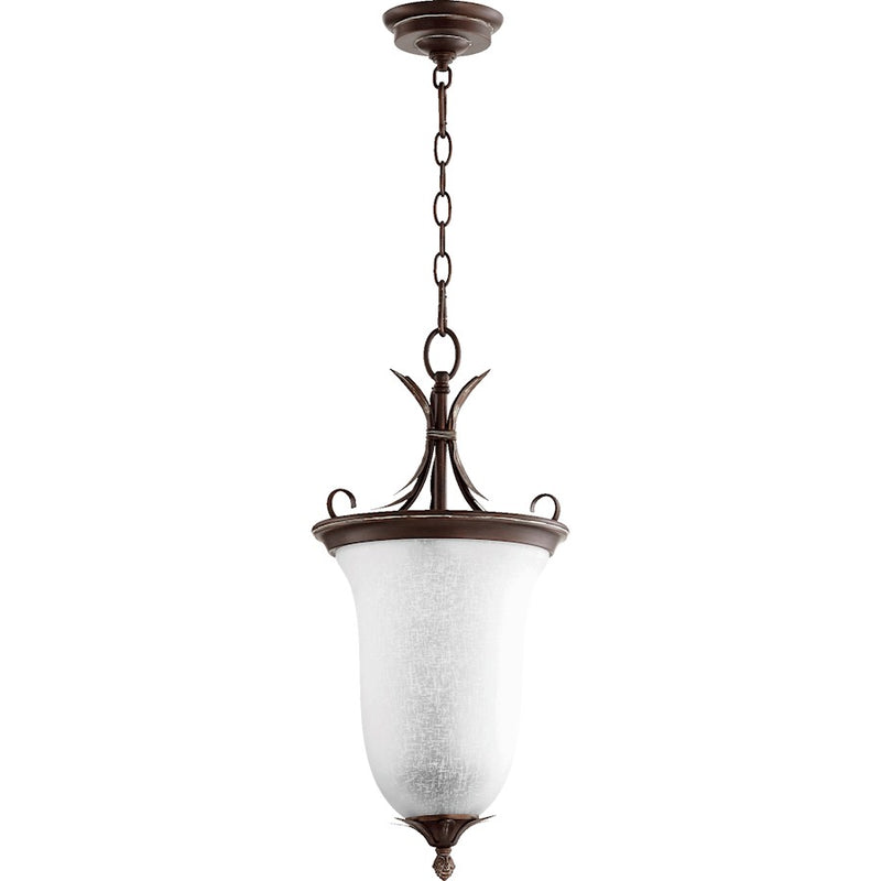 Quorum Flora 2 Light 10.5' Entry, Vintage Copper/White Linen