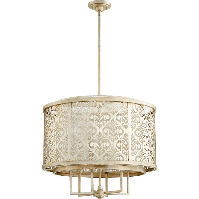 Quorum Bastille 6 Light 27.5' Pendant, Aged Silver Leaf