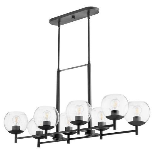 Quorum Lyon 8 Light Linear Chand, Matte Black/Clear