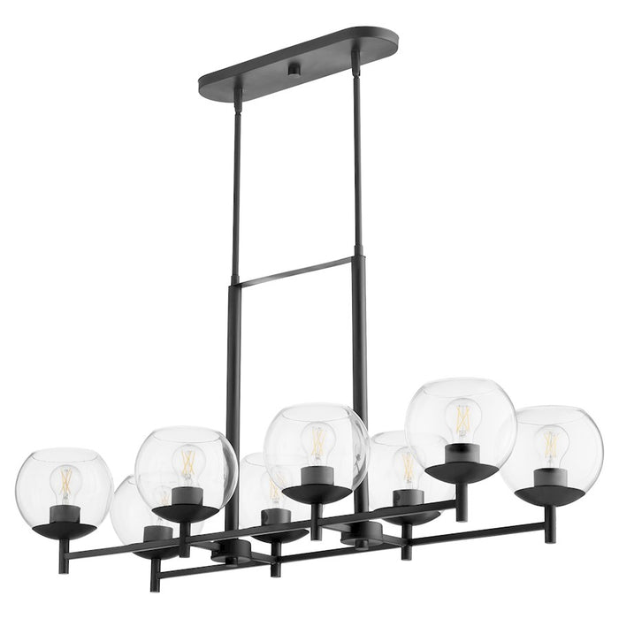 Quorum Lyon 8 Light Linear Chand, Matte Black/Clear