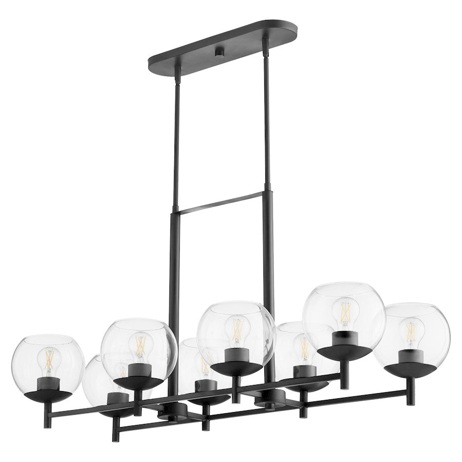 Quorum Lyon 8 Light Linear Chand, Matte Black/Clear