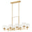 Quorum Lyon 8 Light Linear Chandelier, Aged Brass/Clear