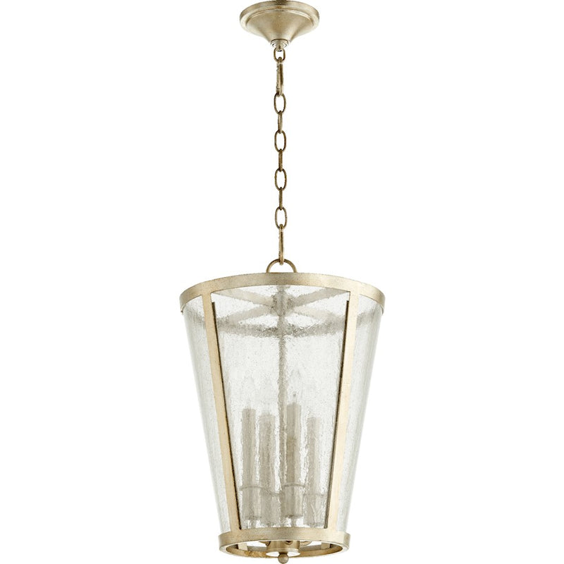 Quorum 4 Light Entry Light, Aged Silver Leaf W/ Clear/Seeded