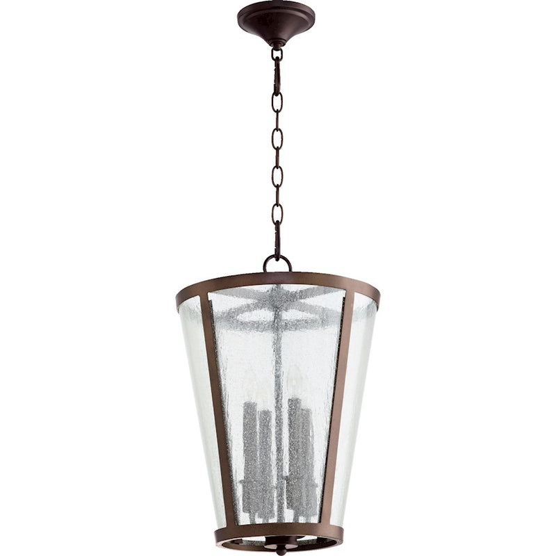 Quorum 4 Light Entry Light, Oiled Bronze W/ Clear/Seeded