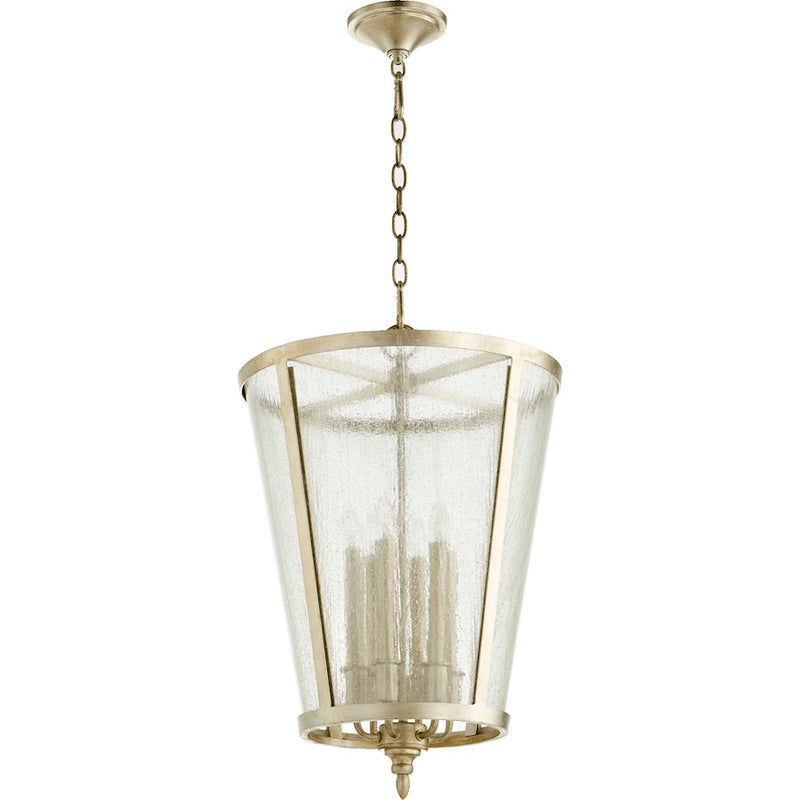 Quorum 6 Light Entry Light, Aged Silver Leaf W/ Clear/Seeded