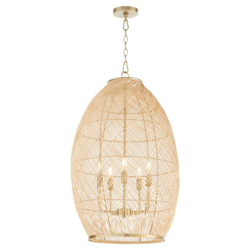 Quorum 19X31 5Lt Rattan Pendant, Aged Brass