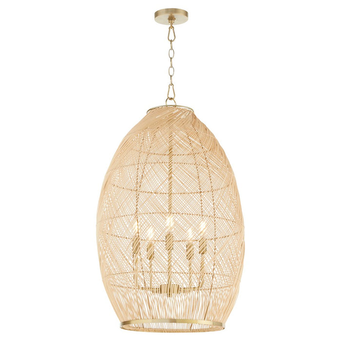 Quorum 19X31 5Lt Rattan Pendant, Aged Brass