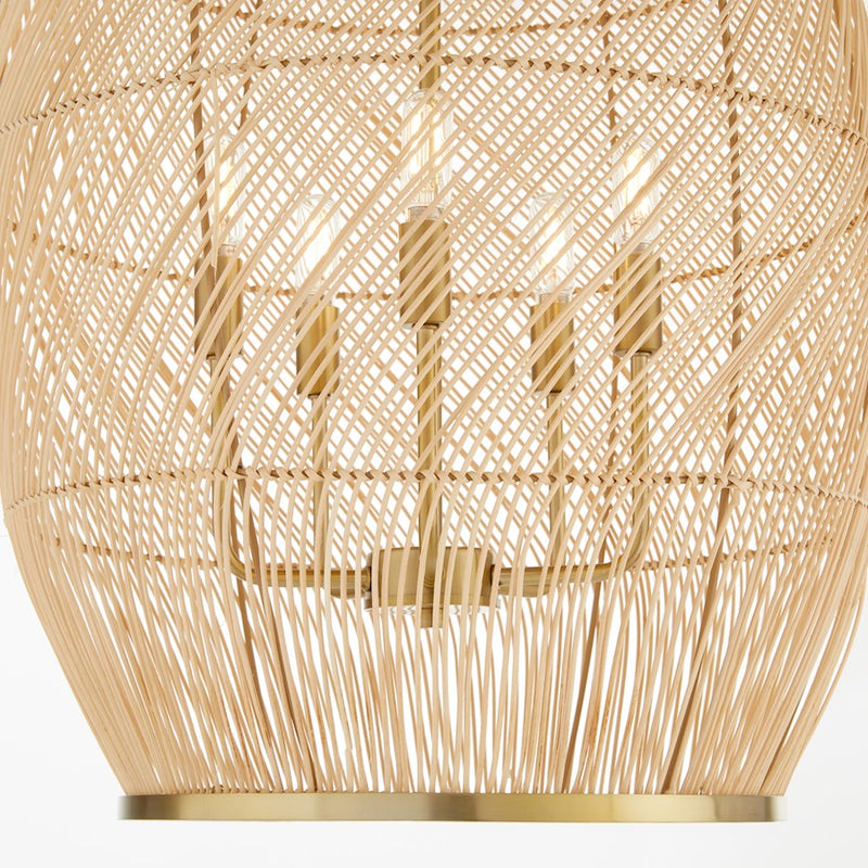 Quorum 19X31 5Lt Rattan Pendant, Aged Brass