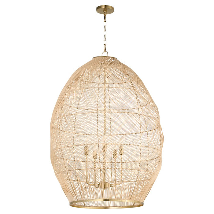 Quorum 28X40 5Lt Rattan Pendant, Aged Brass - 6901-5-80