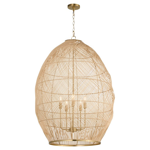 Quorum 28X40 5Lt Rattan Pendant, Aged Brass