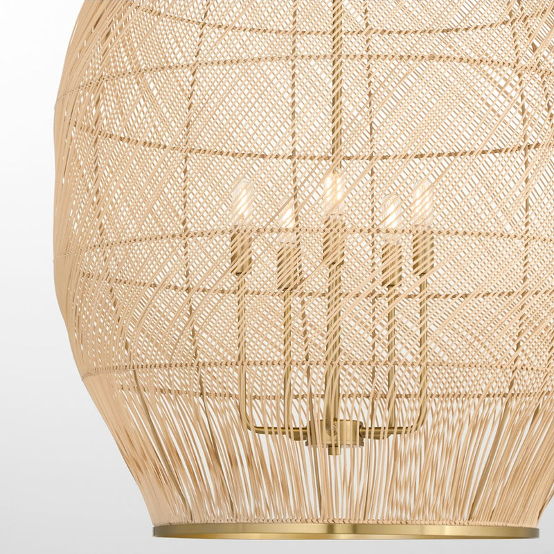 Quorum 28X40 5Lt Rattan Pendant, Aged Brass