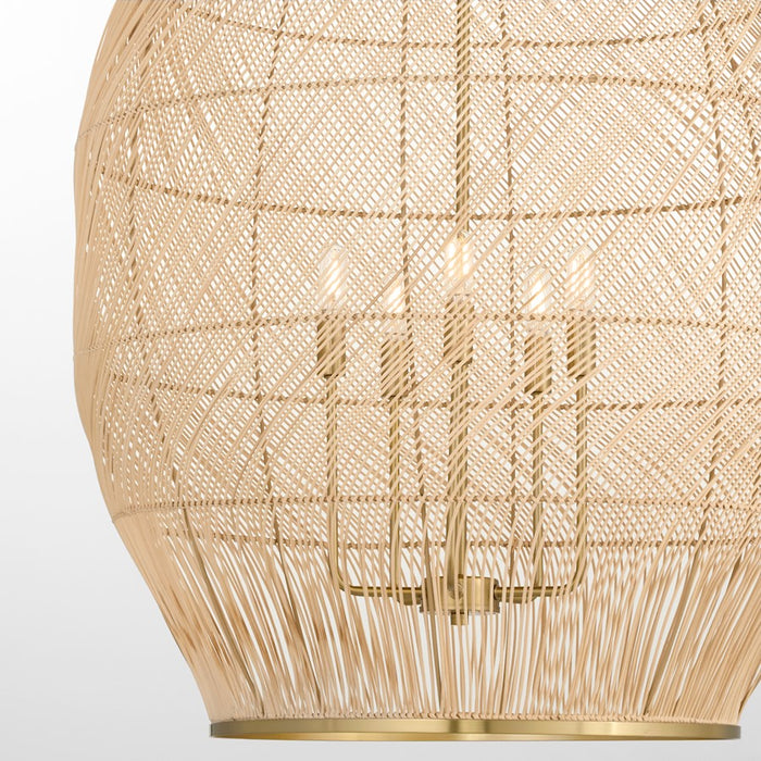 Quorum 28X40 5Lt Rattan Pendant, Aged Brass