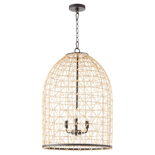 Quorum 19X28 3Lt Rattan Pendant, Matte Black