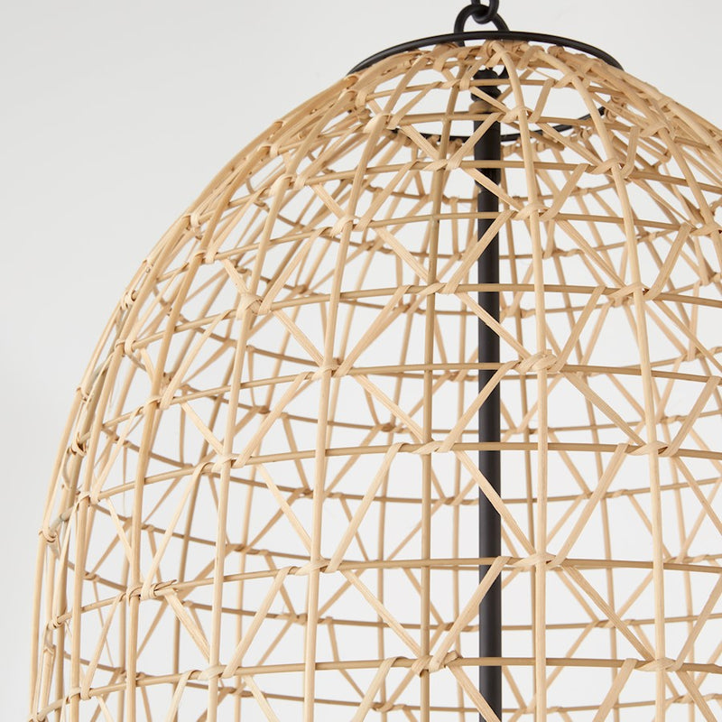 Quorum 19X28 3Lt Rattan Pendant, Matte Black