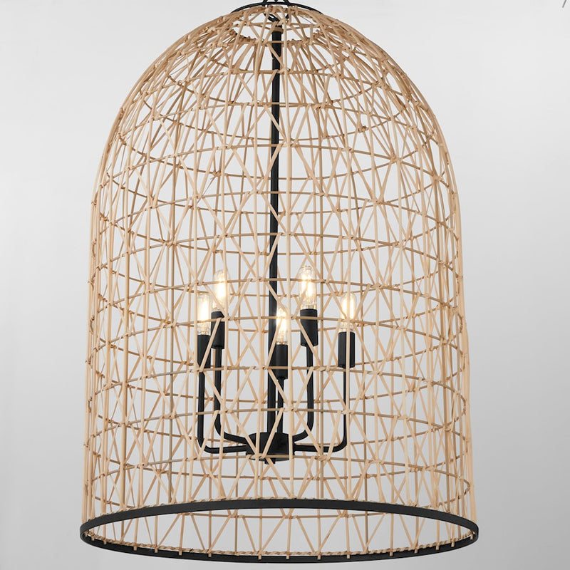 Quorum 22X33 5Lt Rattan Pendant, Matte Black