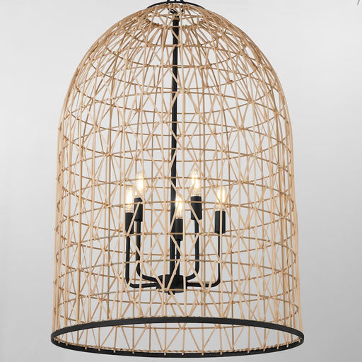 Quorum 22X33 5Lt Rattan Pendant, Matte Black