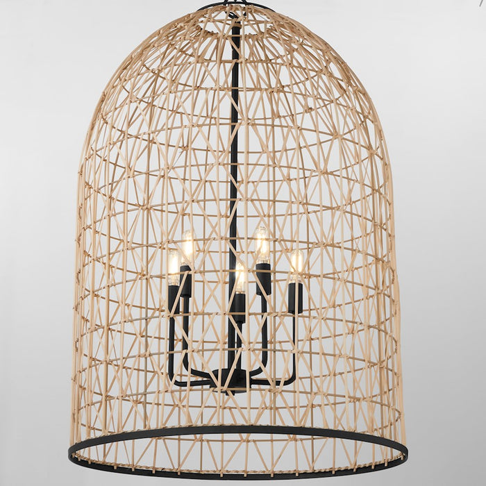 Quorum 22X33 5Lt Rattan Pendant, Matte Black