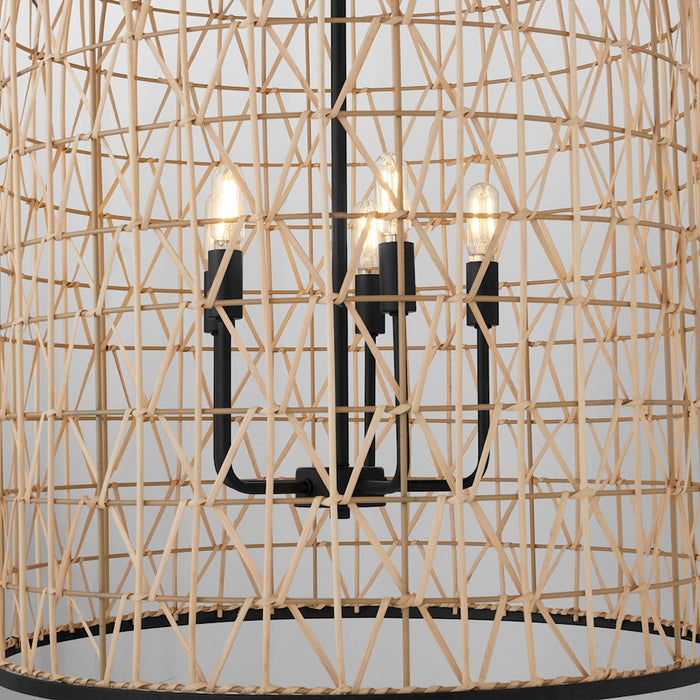 Quorum 22X33 5Lt Rattan Pendant, Matte Black