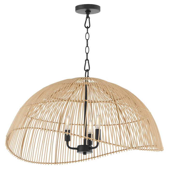 Quorum 27X16 3Lt Rattan Pendant, Matte Black