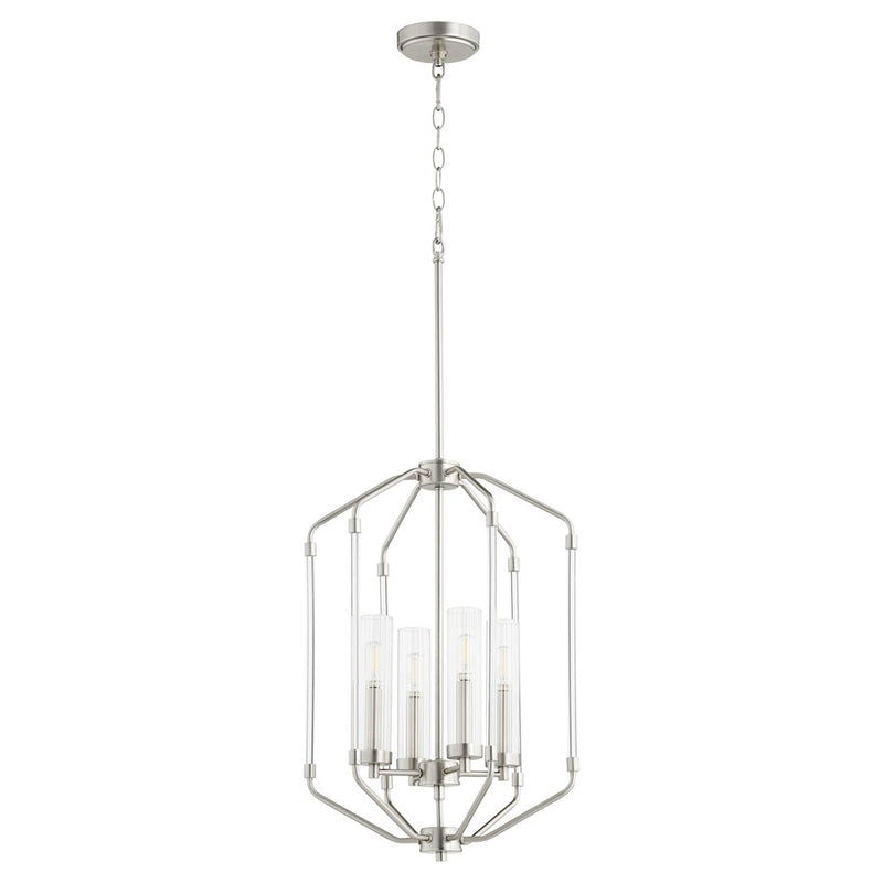 Quorum Citadel 4 Light Entry, Satin Nickel/Clear