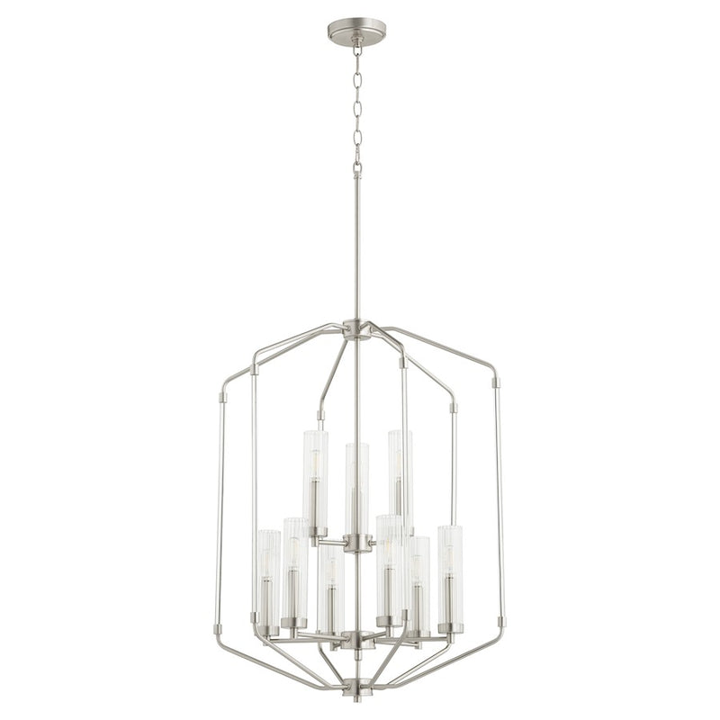Quorum Citadel 9 Light Entry, Satin Nickel/Clear