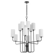 Quorum Charlotte 12Lt Chandelier, Matte Black/White - 698-12-59