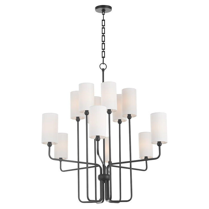 Quorum Charlotte 12Lt Chandelier, Matte Black/White