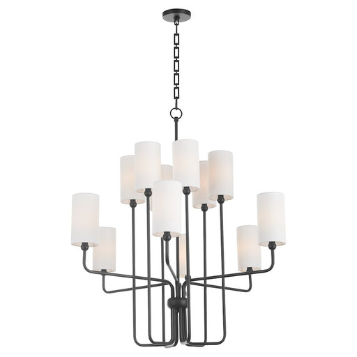 Quorum Charlotte 12Lt Chandelier, Matte Black/White