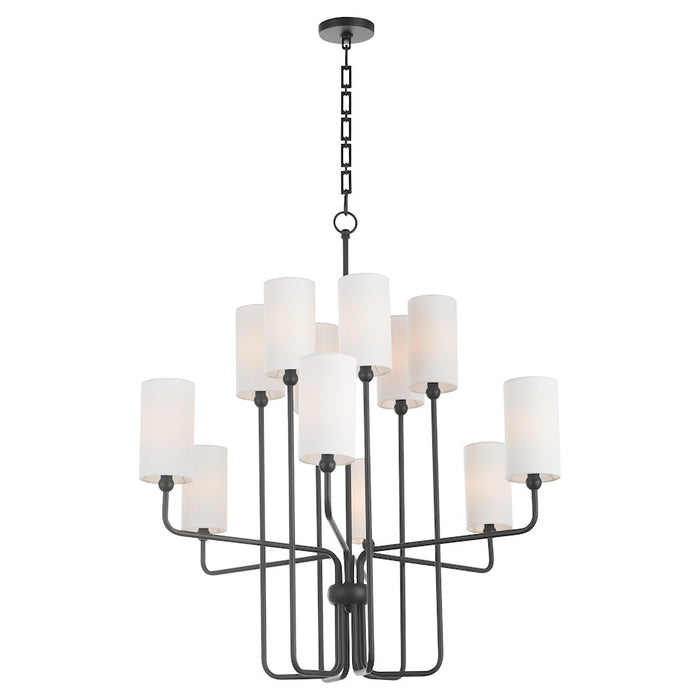 Quorum Charlotte 12Lt Chandelier, Matte Black/White