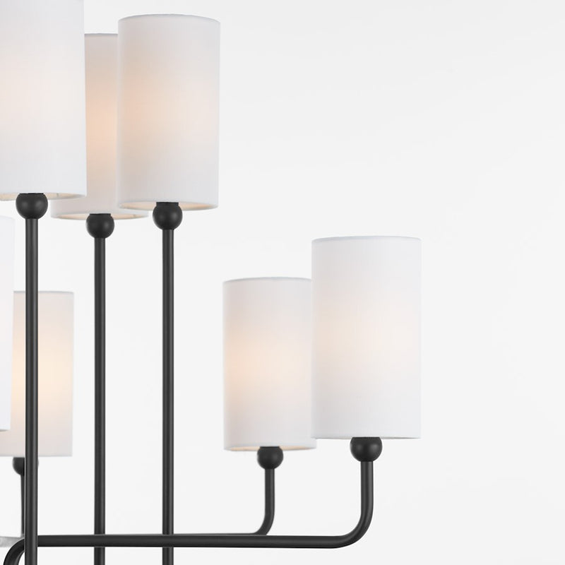 Quorum Charlotte 12Lt Chandelier, Matte Black/White