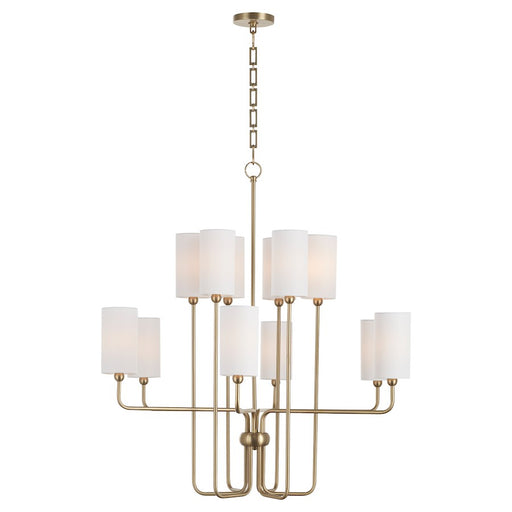 Quorum Charlotte 12Lt Chandelier, Aged Brass/White