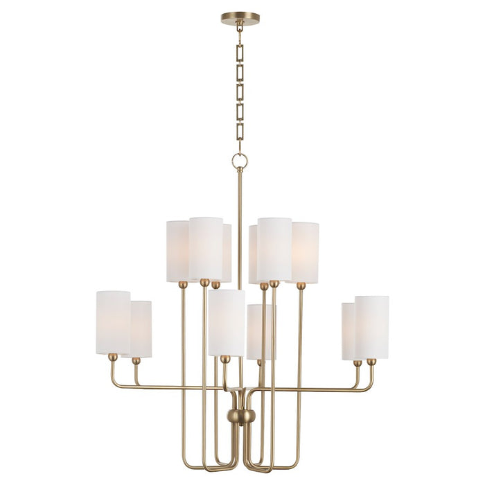 Quorum Charlotte 12Lt Chandelier, Aged Brass/White