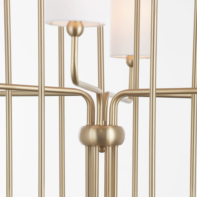 Quorum Charlotte 12Lt Chandelier, Aged Brass/White