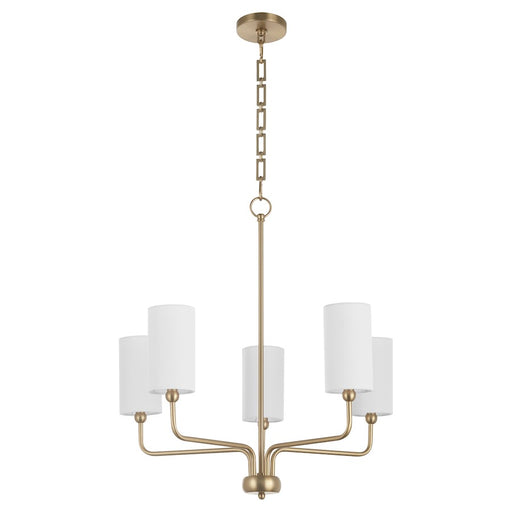 Quorum Charlotte 5Lt Chandelier, Aged Brass/White - 698-5-80