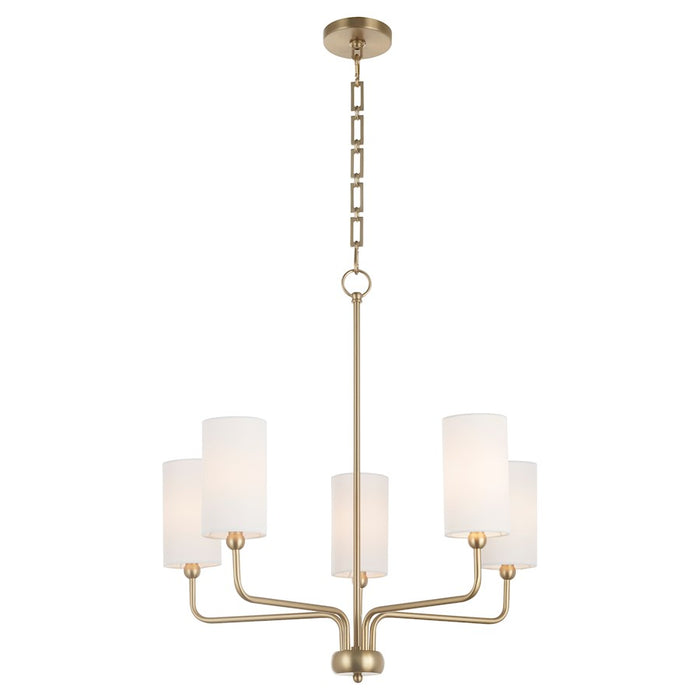 Quorum Charlotte 5Lt Chandelier, Aged Brass/White