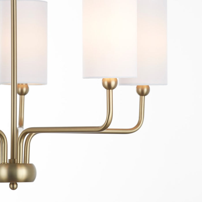 Quorum Charlotte 5Lt Chandelier, Aged Brass/White