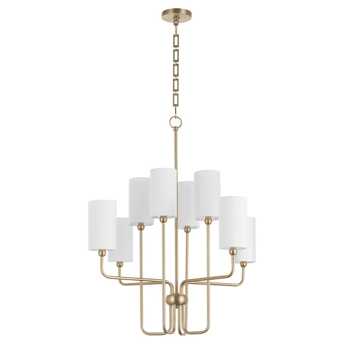 Quorum Charlotte 8Lt Chandelier, Aged Brass/White - 698-8-80