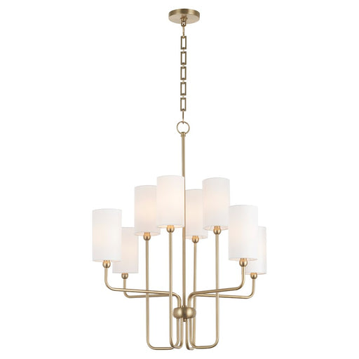 Quorum Charlotte 8Lt Chandelier, Aged Brass/White