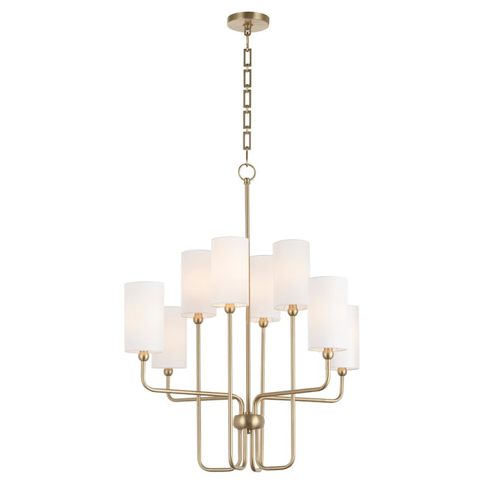 Quorum Charlotte 8Lt Chandelier, Aged Brass/White