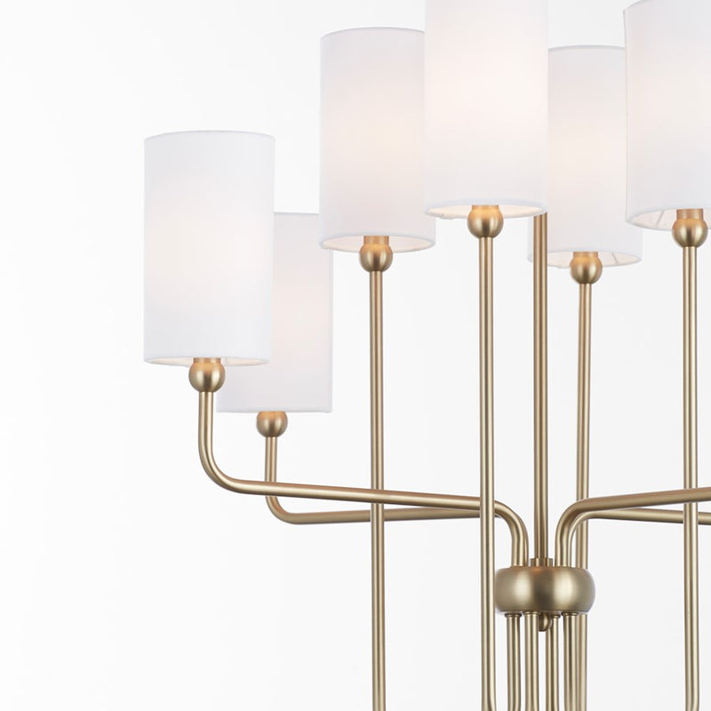 Quorum Charlotte 8Lt Chandelier, Aged Brass/White