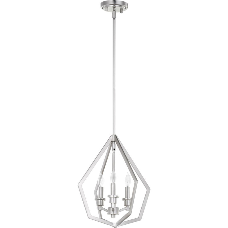 Quorum Knox 3 Light Pendant, Satin Nickel