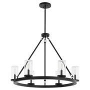 Quorum Gentry 6Lt Wet Chandelier, Matte Black/Clear - 70-6-59