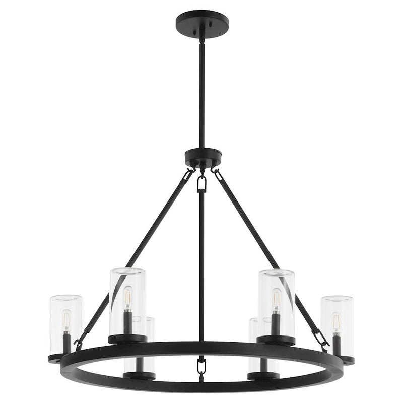 Quorum Gentry 6Lt Wet Chandelier, Matte Black/Clear - 70-6-59