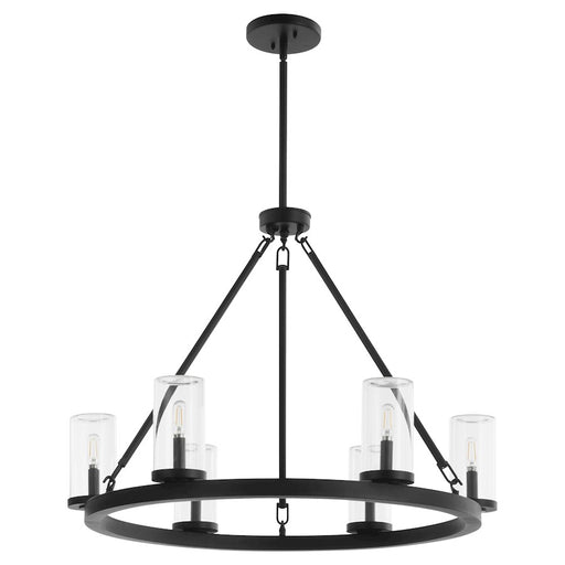 Quorum Gentry 6Lt Wet Chandelier, Matte Black/Clear - 70-6-59