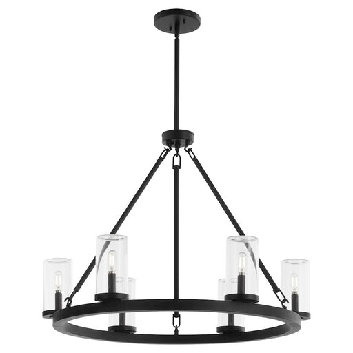 Quorum Gentry 6Lt Wet Chandelier, Matte Black/Clear