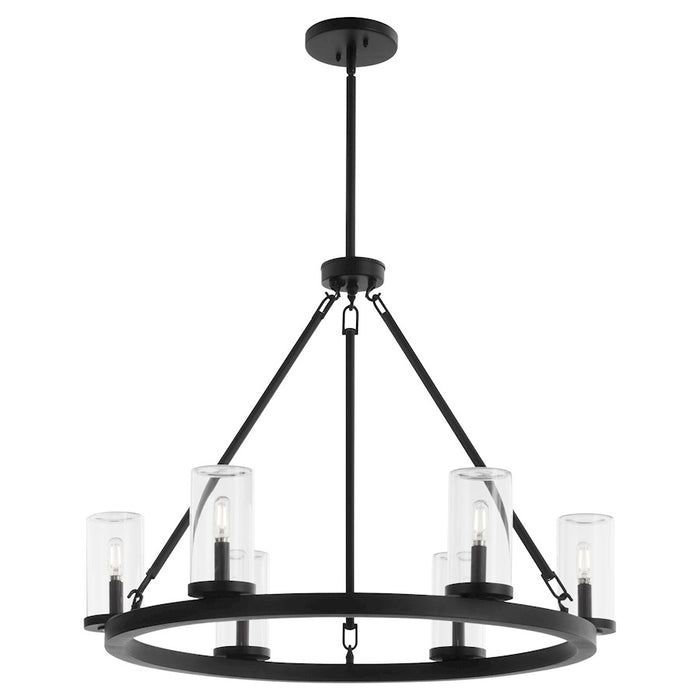 Quorum Gentry 6Lt Wet Chandelier, Matte Black/Clear