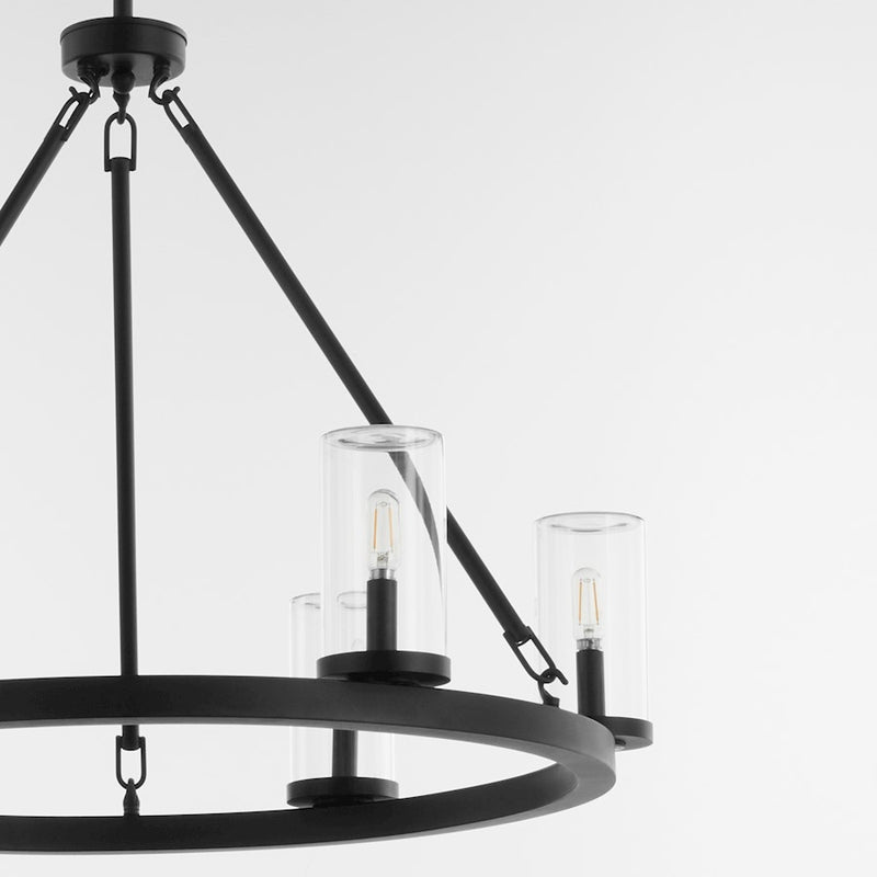 Quorum Gentry 6Lt Wet Chandelier, Matte Black/Clear